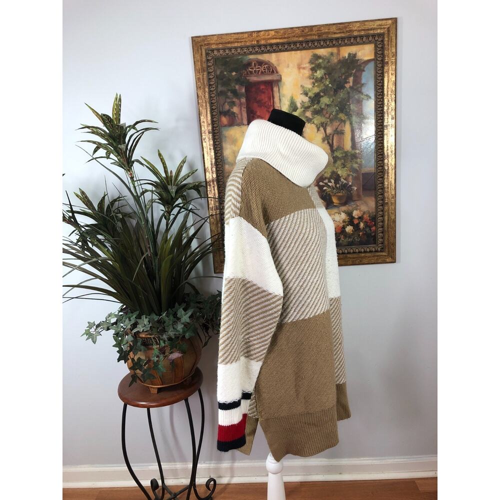 Tommy Hilfiger Tunic Sweater Women's M White Beige Eclectic Grandpa Streetwear - Picture 2 of 9